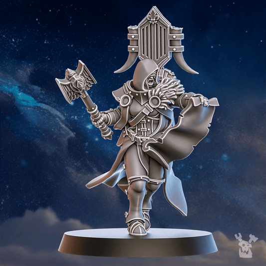 Battle Sisters Pride Caller, proxy miniature, 28mm heroic scale unpainted resin