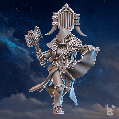 Battle Sisters Pride Caller, proxy miniature, 28mm heroic scale unpainted resin, view 7