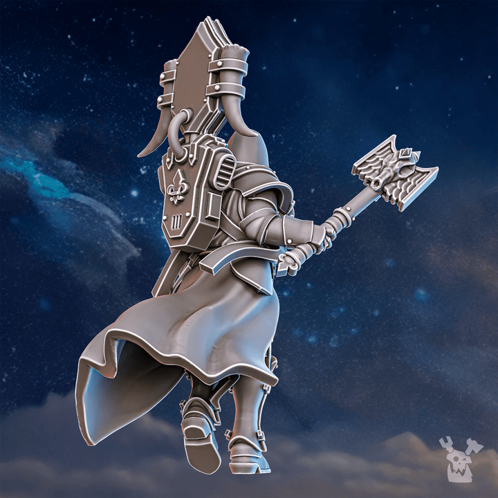 Battle Sisters Pride Caller, proxy miniature, 28mm heroic scale unpainted resin, view 4