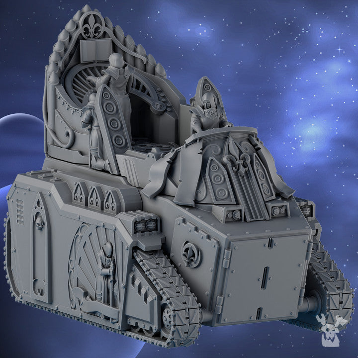 Battle Sisters Heavy Tank Preacher, proxy miniature, 28mm heroic scale unpainted resin, view 2