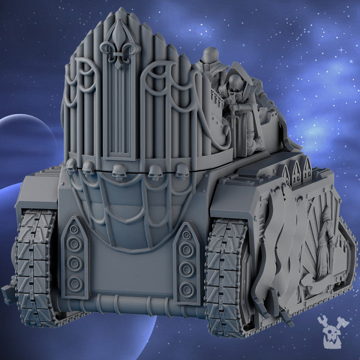 Battle Sisters Heavy Tank Preacher, proxy miniature, 28mm heroic scale unpainted resin, view 3