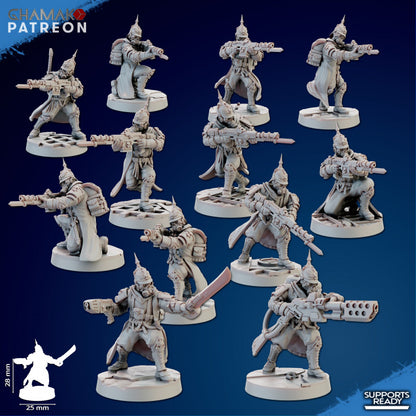 Imperial Army Iron Korps Trenchers Command (5 Units), 28mm heroic scale unpainted resin