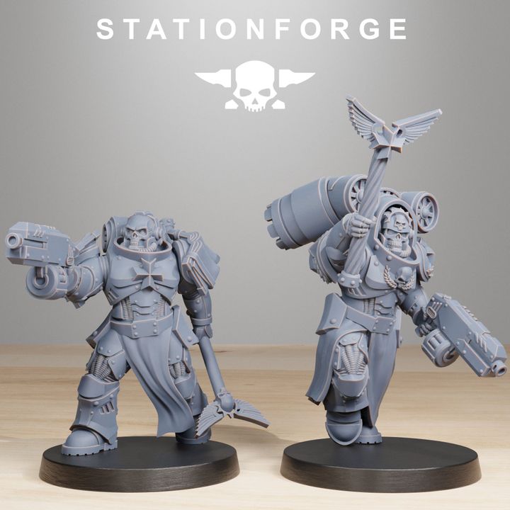 Space Knights Reverends (10 Units), proxy miniature, squad, 28mm heroic scale unpainted resin, view 2