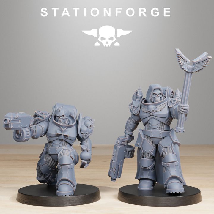 Space Knights Reverends (10 Units), proxy miniature, squad, 28mm heroic scale unpainted resin, view 3