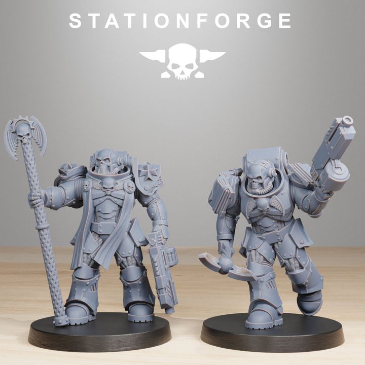 Space Knights Reverends (10 Units), proxy miniature, squad, 28mm heroic scale unpainted resin, view 5