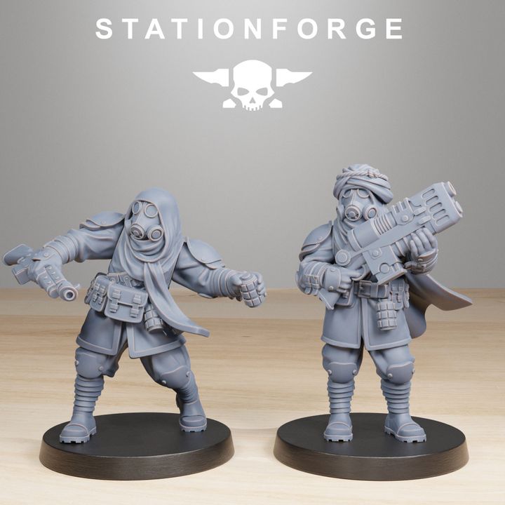 Imperial Army Grim Guard Scorchers (10 Units), 28mm heroic scale unpainted resin, view 4