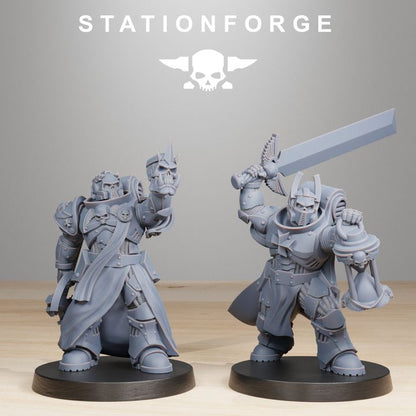 Space Knights Reverends (10 Units), proxy miniature, squad, 28mm heroic scale unpainted resin, view 6