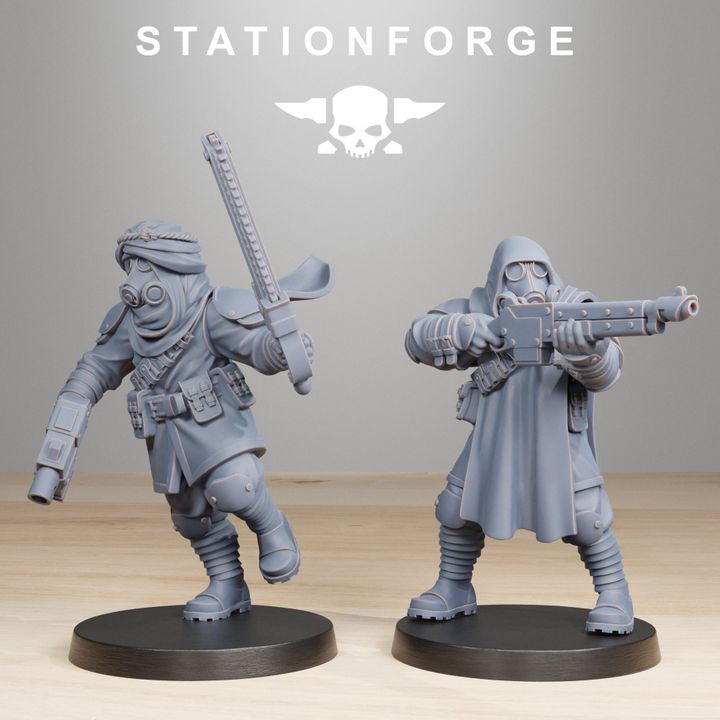 Imperial Army Grim Guard Scorchers (10 Units), 28mm heroic scale unpainted resin, view 5