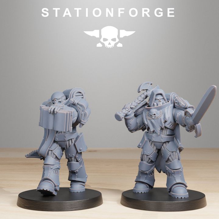 Space Knights Reverends (10 Units), proxy miniature, squad, 28mm heroic scale unpainted resin, view 4