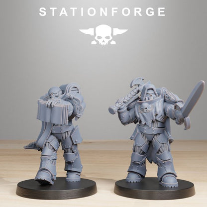 Space Knights Reverends (10 Units), proxy miniature, squad, 28mm heroic scale unpainted resin, view 4