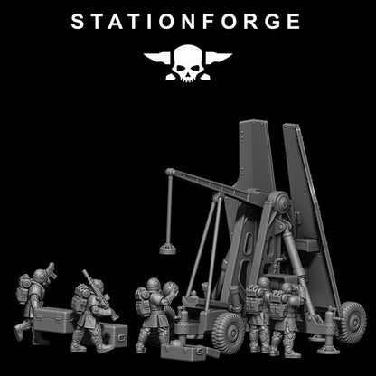 Royal Guard Support Systems Trebuchet, Imperial Army proxy miniature, artillery, 28mm heroic scale unpainted resin, view 9