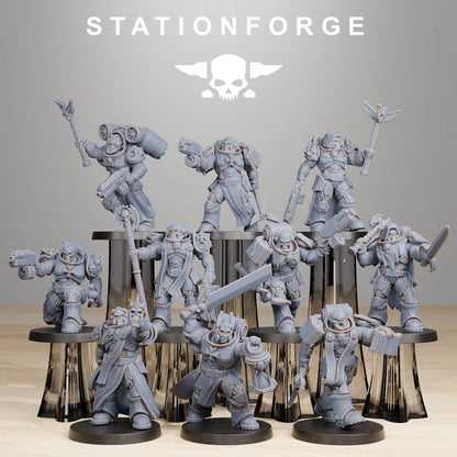 Space Knights Reverends (10 Units), proxy miniature, squad, 28mm heroic scale unpainted resin