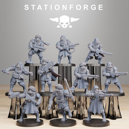 Imperial Army Grim Guard Scorchers (10 Units), 28mm heroic scale unpainted resin