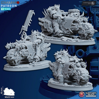 Dark Space Knights Traitor Bikes On Wheels (3 Units), proxy miniature, squad, 28mm heroic scale unpainted resin