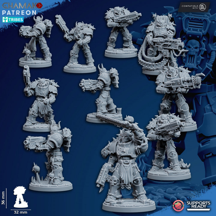 Dark Space Knights Traitor Militum Squad (10 Units), proxy miniature, 28mm heroic scale unpainted resin