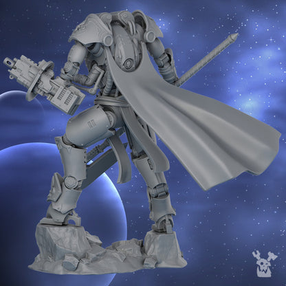 Battle Sisters Commander Scythe In Exosuit, proxy miniature, character, 28mm heroic scale, view 3