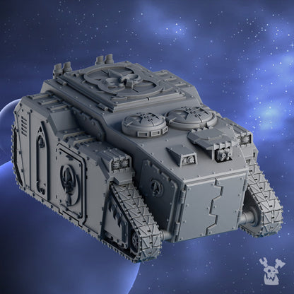 Battle Sisters Apc, proxy miniature, transport, 28mm heroic scale unpainted resin, view 3
