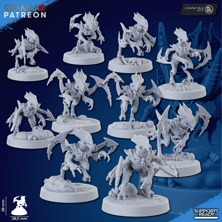 Bio Swarm Runners (10 Units), proxy miniature, squad, 28mm heroic scale unpainted resin