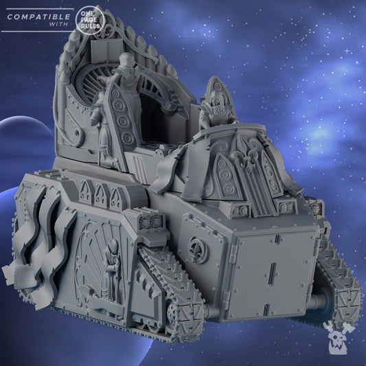 Battle Sisters Heavy Tank Preacher, proxy miniature, 28mm heroic scale unpainted resin