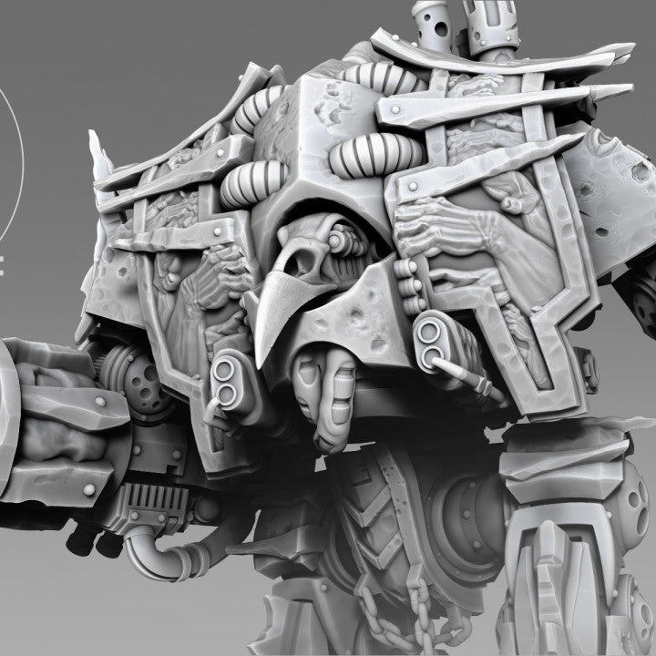 Plague Knights Harvester Dreadnought, proxy miniature, walker, 28mm heroic scale unpainted resin, view 5