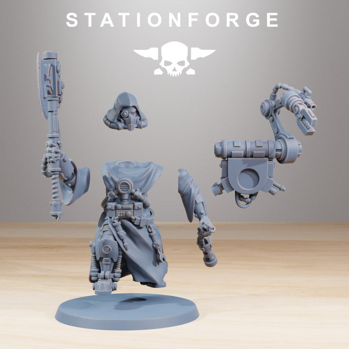 Scavenger Commander, Tech Priests proxy miniature, character, 28mm heroic scale unpainted resin, view 3