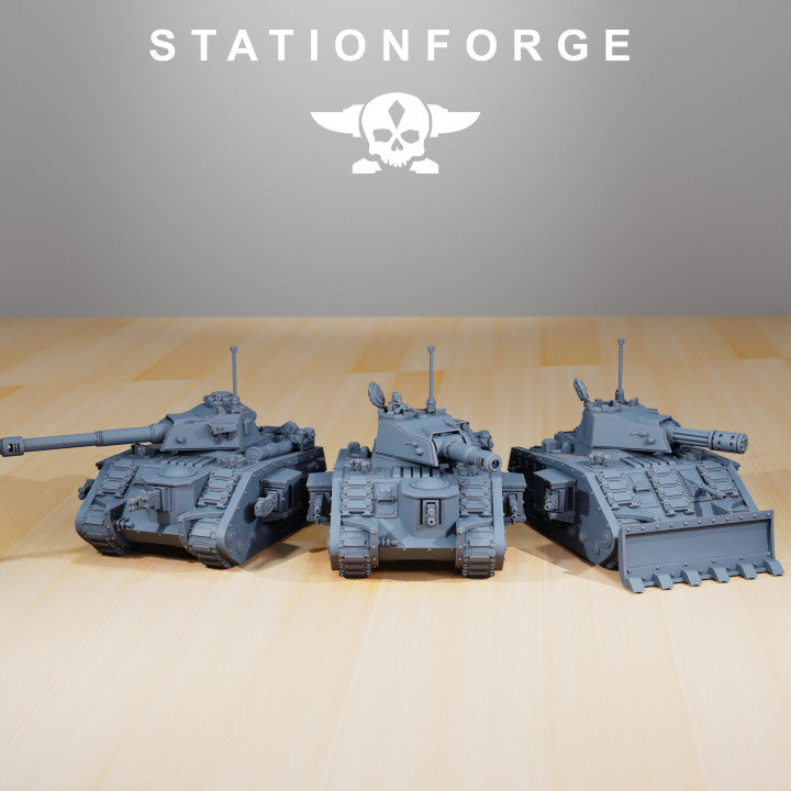 Grim Guard Battle Tank, Imperial Army proxy miniature, 28mm heroic scale unpainted resin, view 3