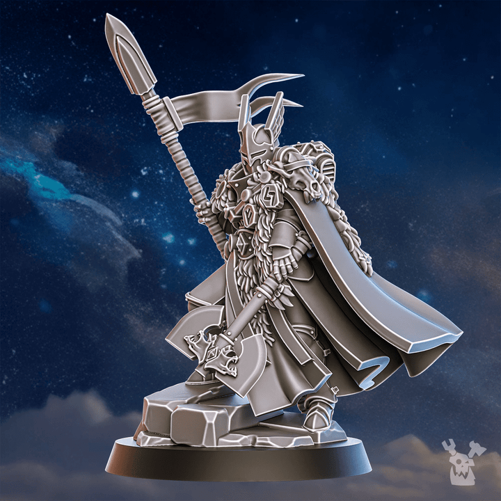 Battle Sisters Tribe Warmaster Elza, proxy miniature, 28mm heroic scale unpainted resin, view 3