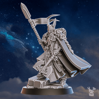 Battle Sisters Tribe Warmaster Elza, proxy miniature, 28mm heroic scale unpainted resin, view 3