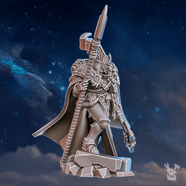 Battle Sisters Tribe Warmaster Elza, proxy miniature, 28mm heroic scale unpainted resin, view 6