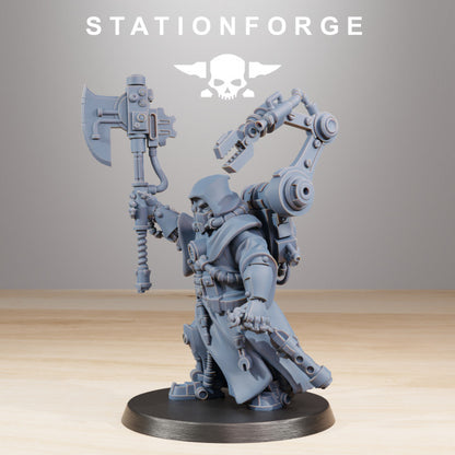 Scavenger Commander, Tech Priests proxy miniature, character, 28mm heroic scale unpainted resin, view 2