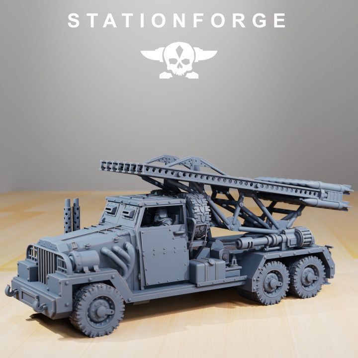Grim Guard Sf-31J Artillery Truck, Imperial Army proxy miniature, vehicle, 28mm heroic scale unpainted resin, view 2