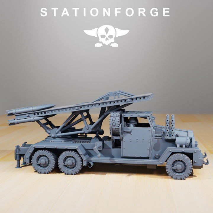 Grim Guard Sf-31J Artillery Truck, Imperial Army proxy miniature, vehicle, 28mm heroic scale unpainted resin, view 3