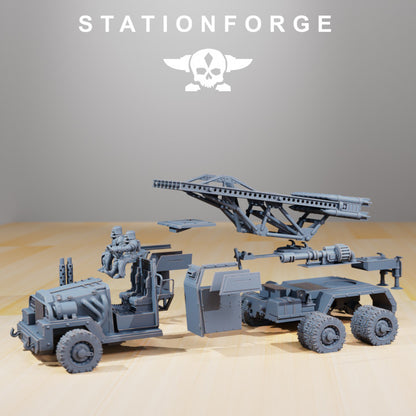 Grim Guard Sf-31J Artillery Truck, Imperial Army proxy miniature, vehicle, 28mm heroic scale unpainted resin, view 4
