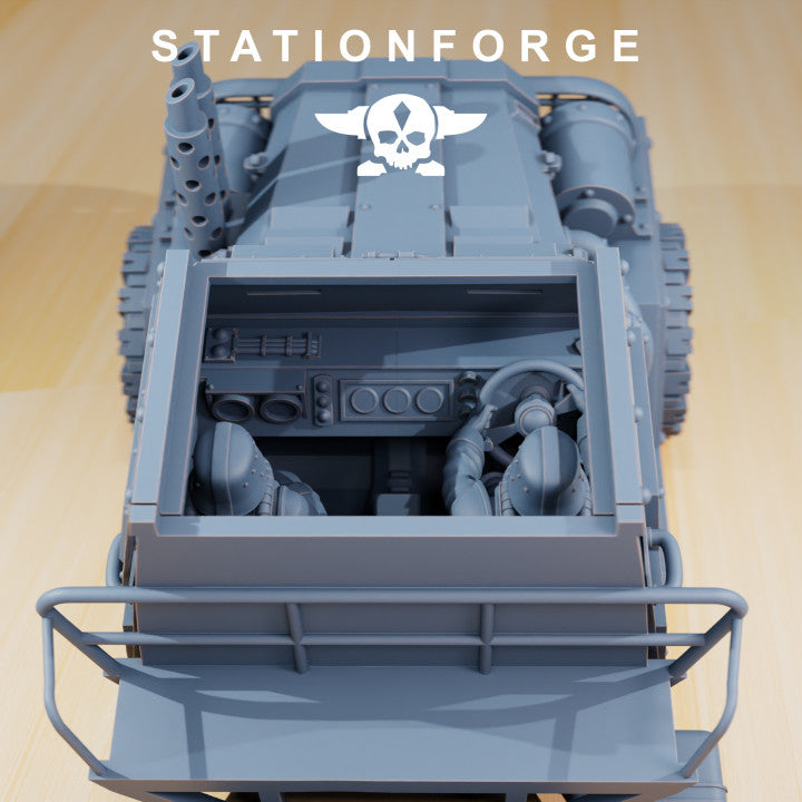 Grim Guard Sf-31J Artillery Truck, Imperial Army proxy miniature, vehicle, 28mm heroic scale unpainted resin, view 5