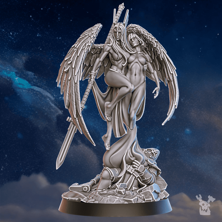 Battle Sisters Valkyrie Warmaster Air 70Mm, proxy miniature, 28mm heroic scale unpainted resin, view 6