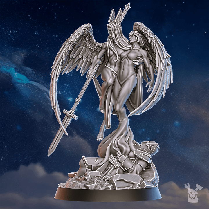 Battle Sisters Valkyrie Warmaster Air, proxy miniature, 28mm heroic scale unpainted resin, view 5