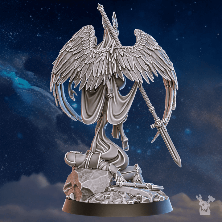 Battle Sisters Valkyrie Warmaster Air 70Mm, proxy miniature, 28mm heroic scale unpainted resin, view 4