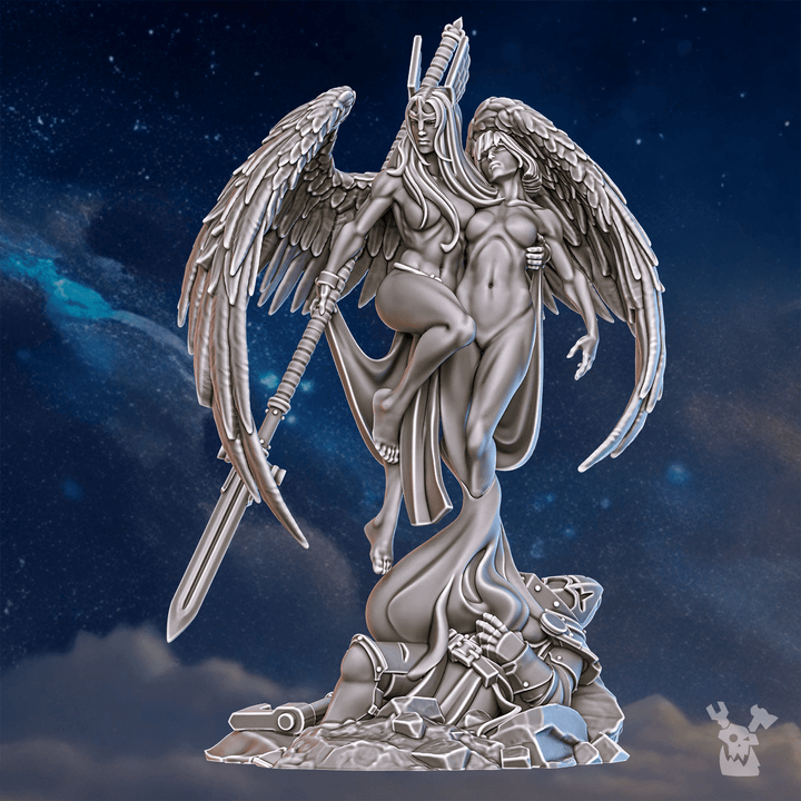 Battle Sisters Valkyrie Warmaster Air, proxy miniature, 28mm heroic scale unpainted resin