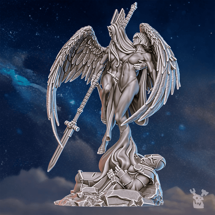 Battle Sisters Valkyrie Warmaster Air, proxy miniature, 28mm heroic scale unpainted resin, view 3
