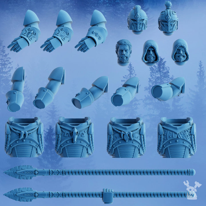 Wolf Knights Wolfriders Squad, proxy miniature, 28mm heroic scale unpainted resin, view 4