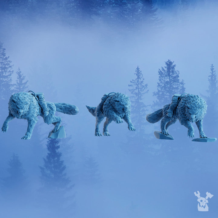 Wolf Knights Wolfriders Squad, proxy miniature, 28mm heroic scale unpainted resin, view 3