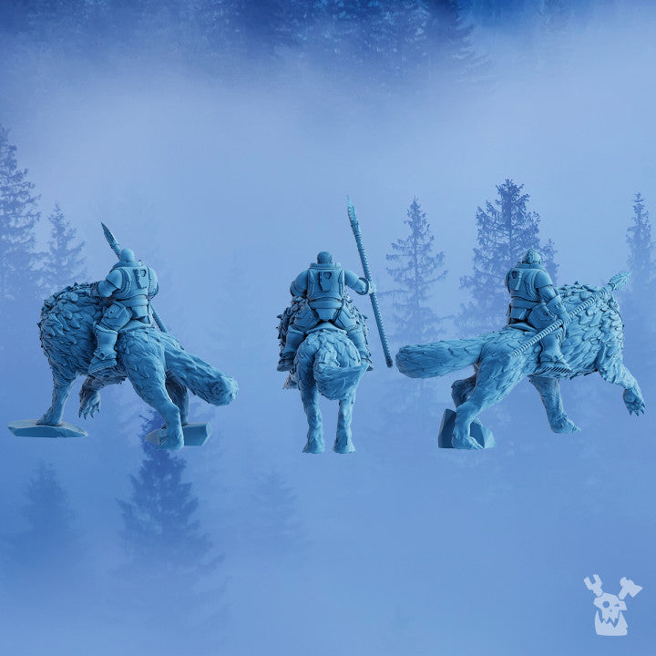 Wolf Knights Wolfriders Squad, proxy miniature, 28mm heroic scale unpainted resin, view 2