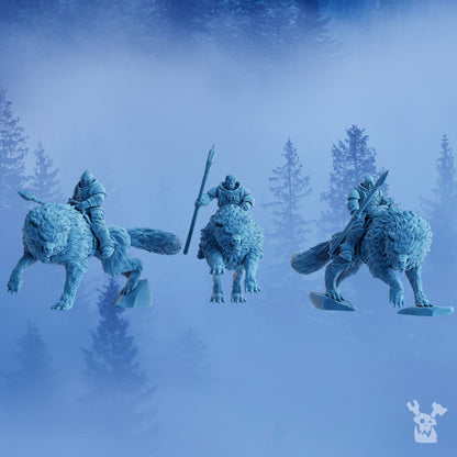 Wolf Knights Wolfriders Squad, proxy miniature, 28mm heroic scale unpainted resin