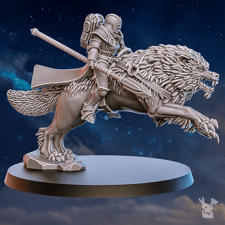 Battle Sisters Wolf Riders, proxy miniature, vehicle, 28mm heroic scale unpainted resin, view 3