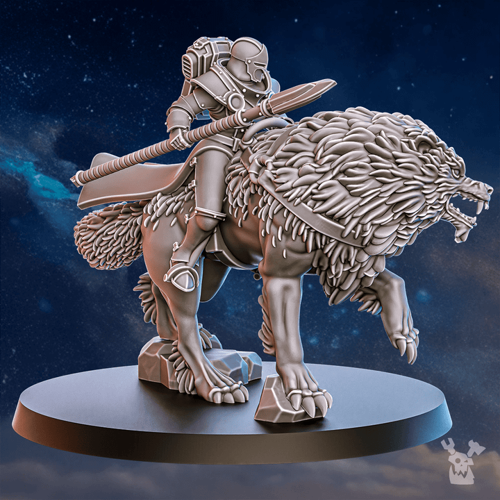 Battle Sisters Wolf Riders, proxy miniature, vehicle, 28mm heroic scale unpainted resin, view 4