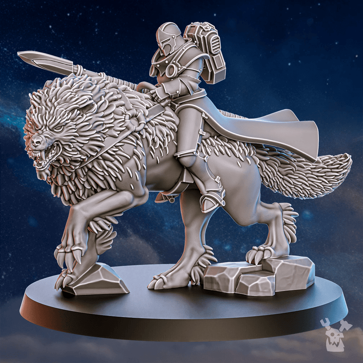 Battle Sisters Wolf Riders, proxy miniature, vehicle, 28mm heroic scale unpainted resin, view 2