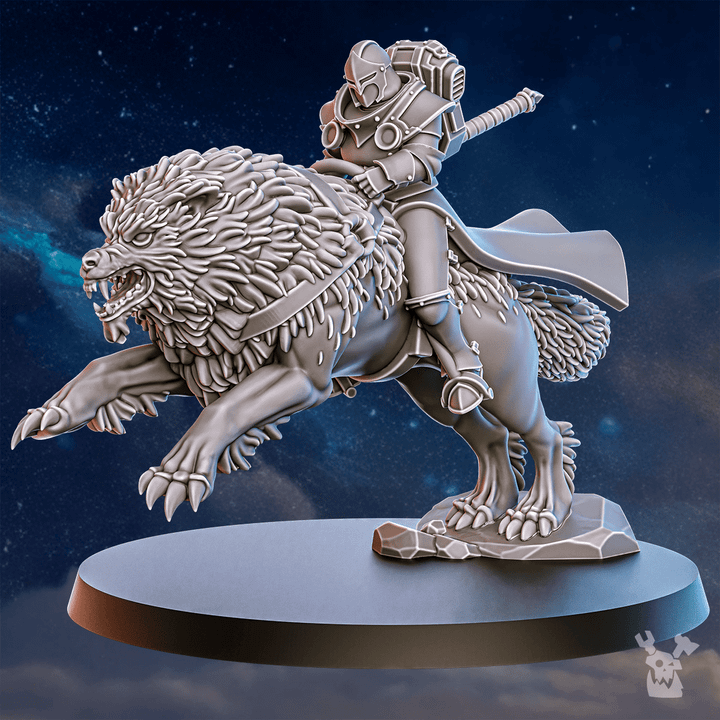 Battle Sisters Wolf Riders, proxy miniature, vehicle, 28mm heroic scale unpainted resin, view 6