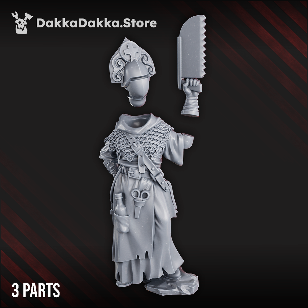 Imperial Army Ada the Sawbones, Imperial Army proxy miniature, 28mm heroic scale unpainted resin, view 2