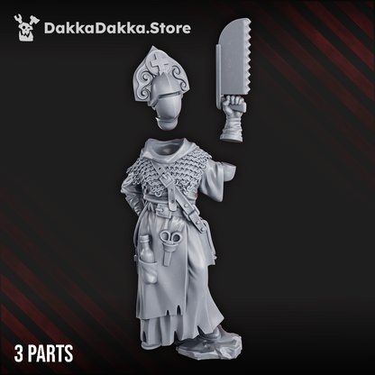 Imperial Army Ada the Sawbones, Imperial Army proxy miniature, 28mm heroic scale unpainted resin, view 2
