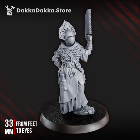 Imperial Army Ada the Sawbones, Imperial Army proxy miniature, 28mm heroic scale unpainted resin, view 3